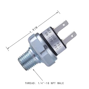Air pressure switch 170-200 PSI pressure switch 1/4 inch-18 inch-18 NPT DC 24V 12V pressure switch air compressor pressure switch 200PSI pressure switch air horn/tank pressure switch