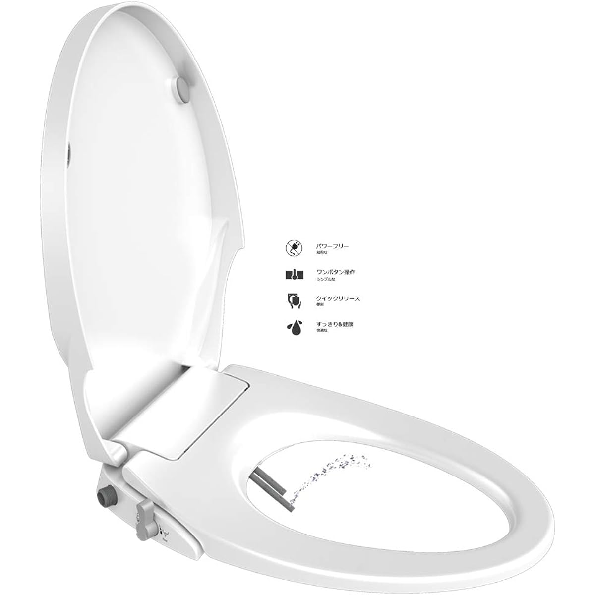 No Power Required Shower Toilet, Flush Toilet Seat, Water Pressure Type, Non-Power Type, Easy Installation (White)