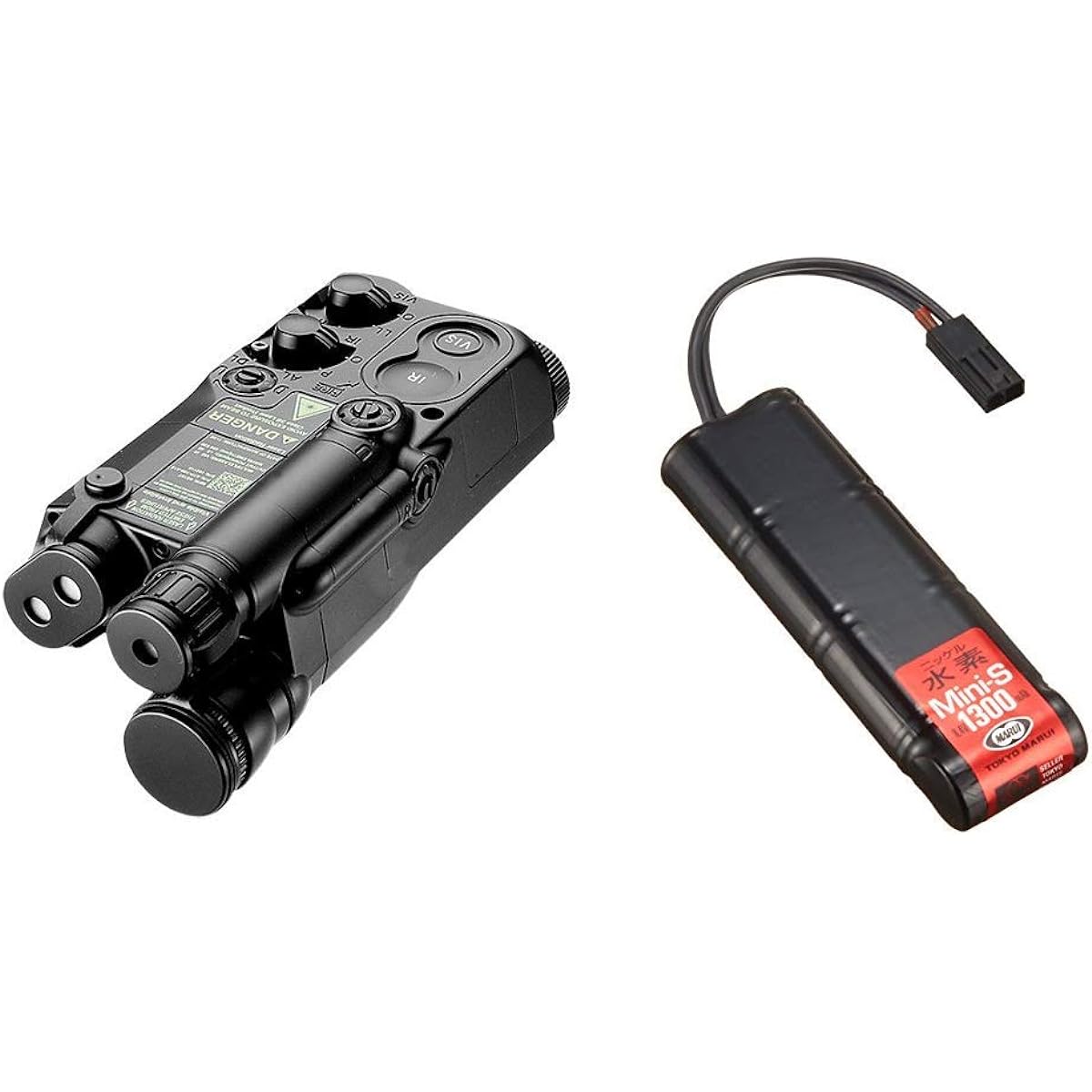 Tokyo Marui No.156 AN/PEQ-16 Battery Case Black & No.153 NiMH Mini S Battery [Set Purchase]