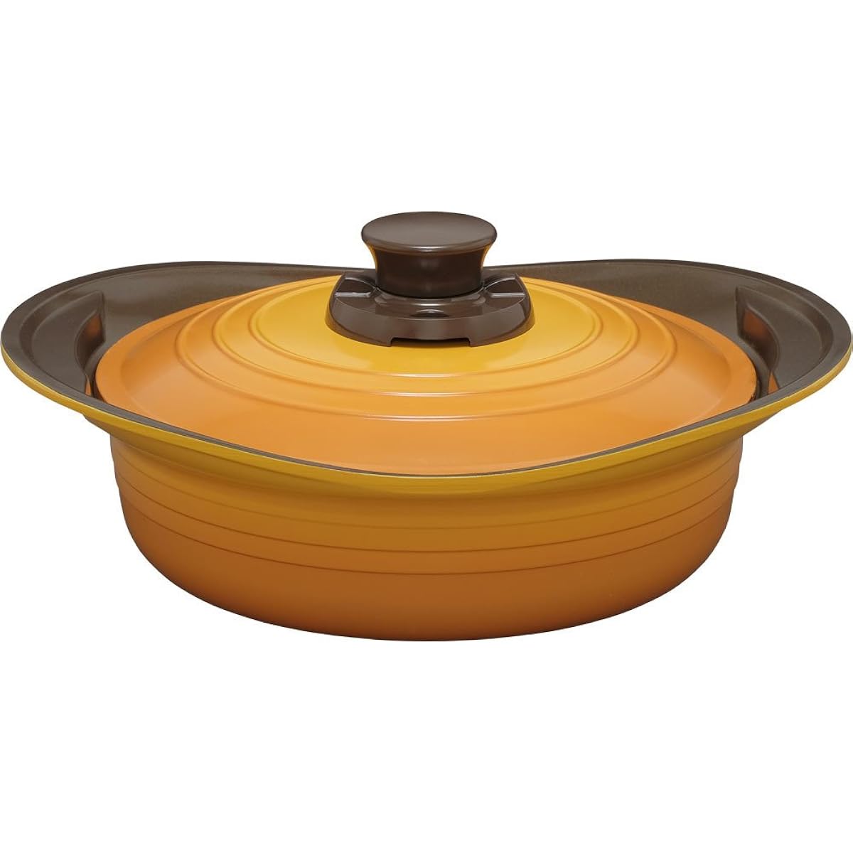 Iris Ohyama Pot, Water-free pot, Two-handed pot, 24cm, Shallow type, IH, Compatible with gas fire, Ceramic coat, Easy to clean, Time saving, Lightweight, Far infrared effect, Silicone handle and recipe book included, Yellow MKSS-P24S