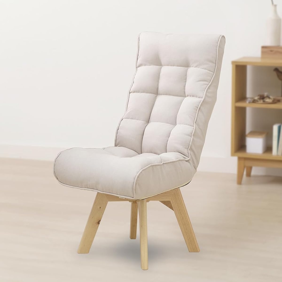 Iris Ohyama Recliner Chair 6 Levels 360° Rotating Chair PC Chair Desk Chair FACN-K Ivory