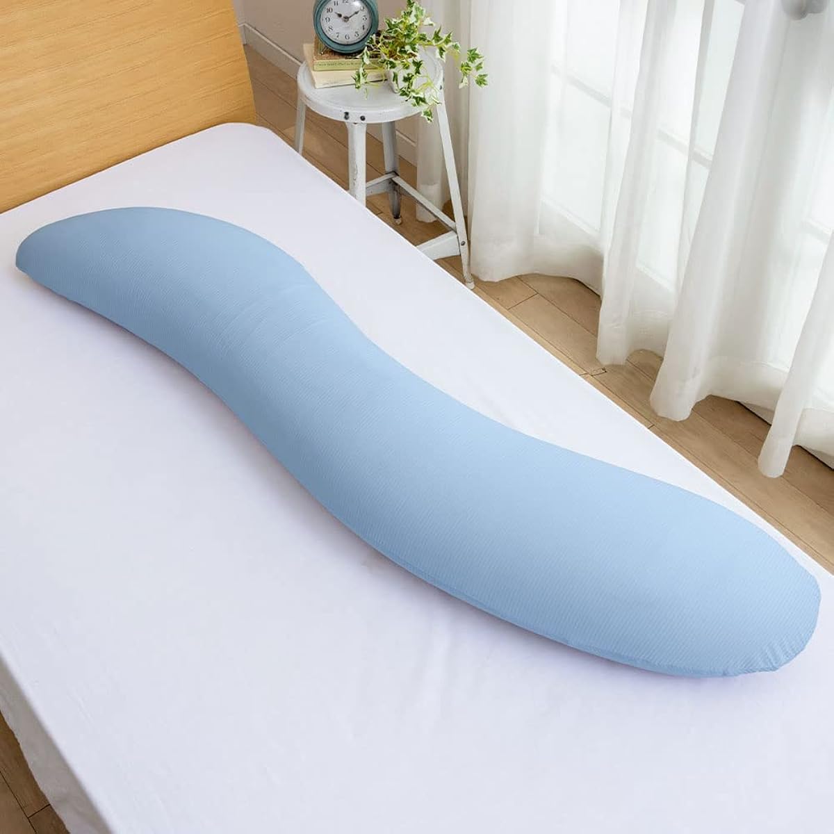 BELLUNA Body Pillow Cushion, Memory Foam, Chewy, Antibacterial, Odor Resistant, Chewy, Sweat Absorbent, Quick Drying, Washable, Soft, Smooth, Multifunctional, Washable, Stylish, Simple, Body Pillow, Cool (Blue Approx. 40 x 150, 285115-002)