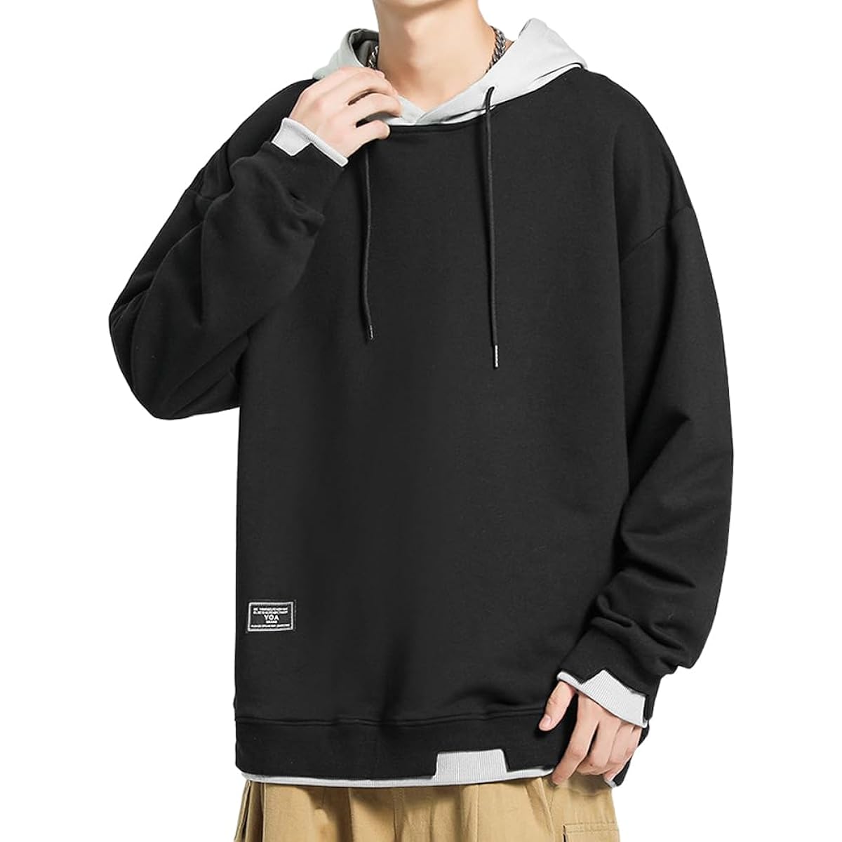 [ROOKMZU] Hoodie Men's Spring Clothes Autumn Clothes Men's Layered Sweatshirts Large Size Plain Fashion Big Parka Winter Clothes Big Silhouette Stylish Fashion Korean Loose Popular Street Tops