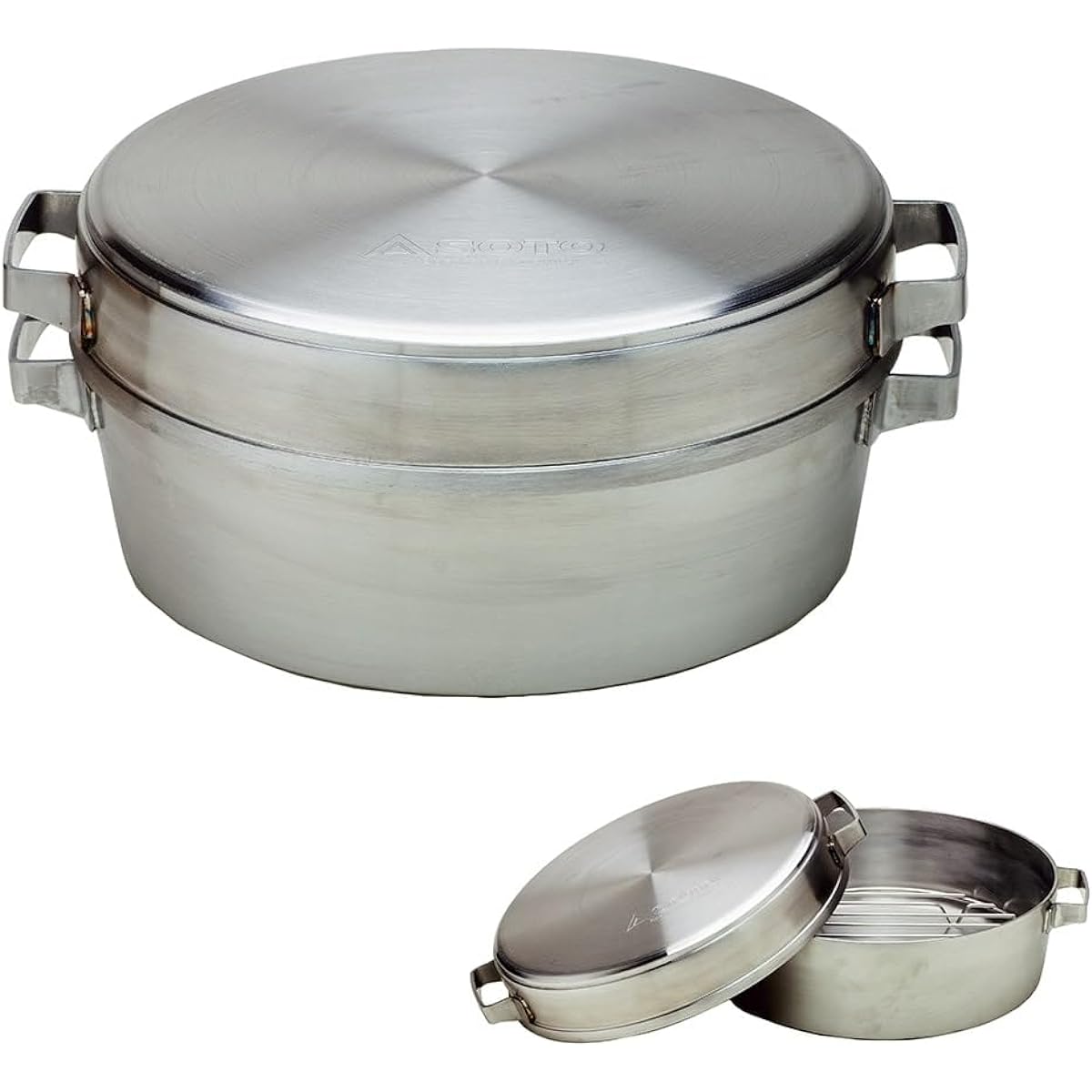 [SOTO] Made in Japan (Made in Tsubame-Sanjo) Dutch Oven, Stainless Steel, No Seasoning Required, Easy to Clean (Dishwasher, Detergent OK), High Heat Storage (Versatile), Durable (Rust Resistant/Impact Resistant), Deep, Shallow, Outdoor, Camping, Bonfire,