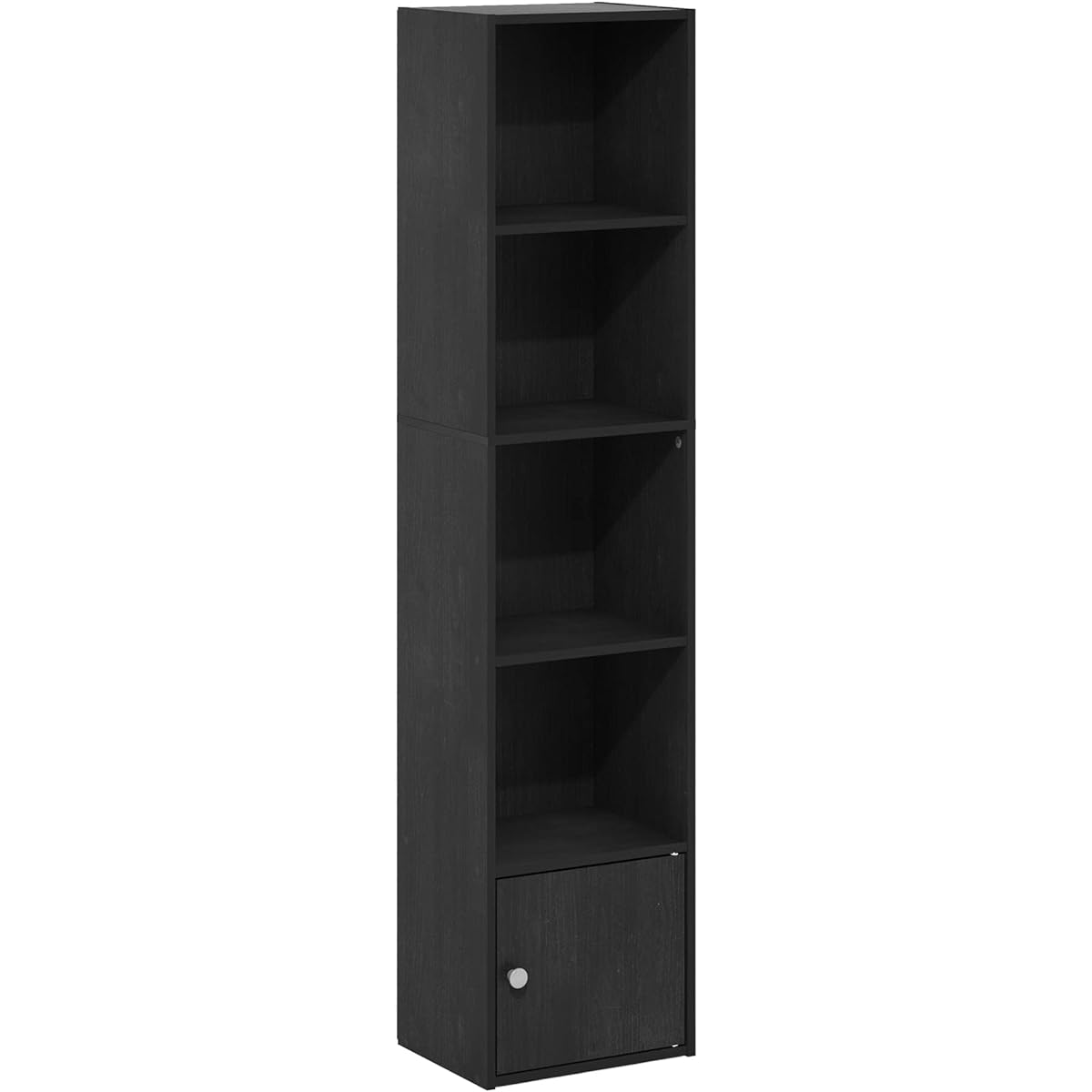 Furinno Bookcase Decorative Shelf Luder Series with Doors 5 Tiers Width 30.5 x Depth 23.6 x Height 132.3 cm Black Wood [Regular Japanese Import Product] 22274BKW