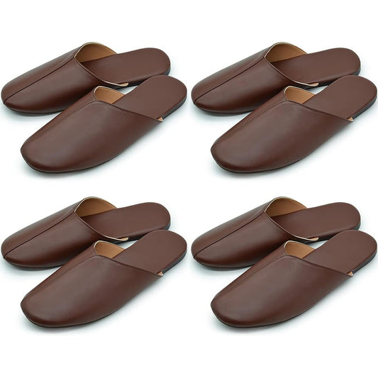 YAKIDA Office Leather Slippers, Room Shoes, Luxury Indoor Shoes, Stain Resistant, Wet Wipe, Quiet, Anti-Slip, For Commercial Use, For Guests, Portable, All Seasons