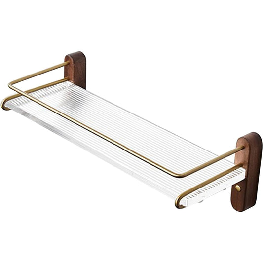 myoseya Wall Shelf, Acrylic Water-Ripple Shelf, Walnut Bracket, Length 50cm, Comes with Anti-Tip Handrail, Decorative Rack, Convenient Storage, Easy Assembly, Stylish, Warm Color Japanese Style