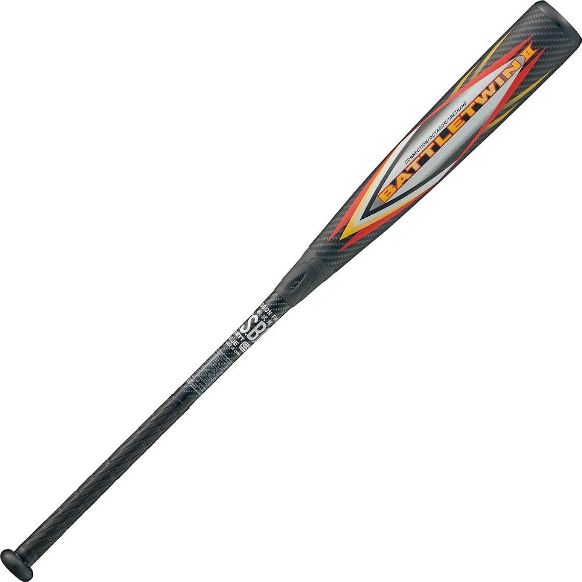 ZETT Soft Baseball Bat Battle Twin 2 FRP (Carbon) Black (1900) Comes with dedicated bat case