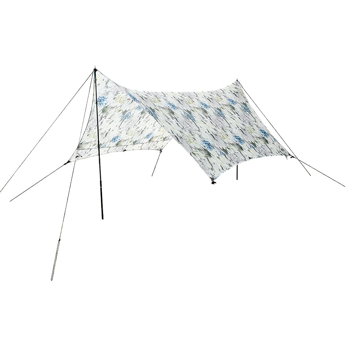 ZEROGRAM Coral Hexa Tarp (GREEN) / Hexa Lightweight Tarp 350 x 360 Recycled Nylon Material UV Light Blocking High Water Resistance Waterproof Compact Easy Setup and Removal Guyline Pegs Included Green