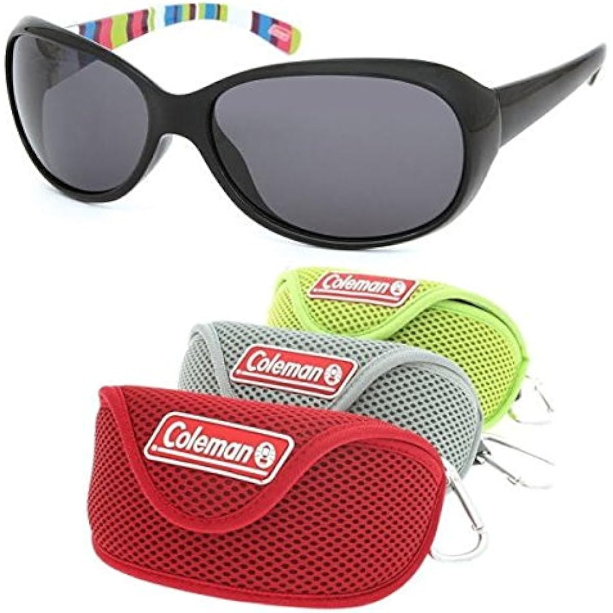 [Coleman] [Red Soft Case Included] Women's Polarized Sunglasses Smoke Drive Striped Pattern Stylish CLA01-1