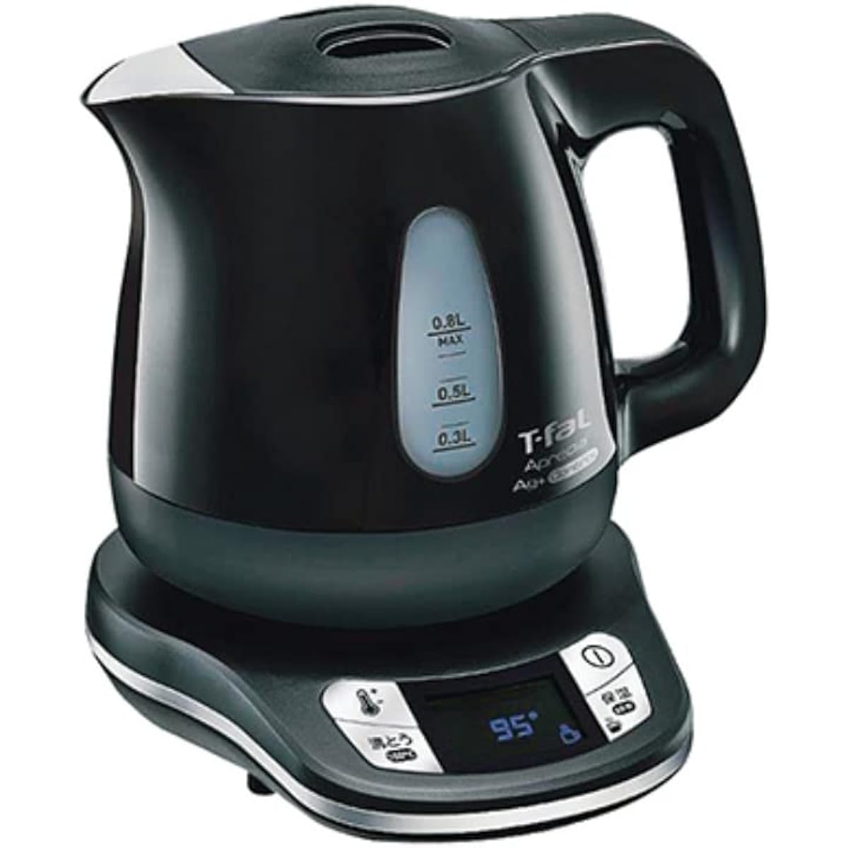Tefal Kettle 0.8L Apresia AG Plus Control Onyx Black Temperature Setting Compact Empty Boiling Prevention Automatic Power Off Water Boiler KO6208JP