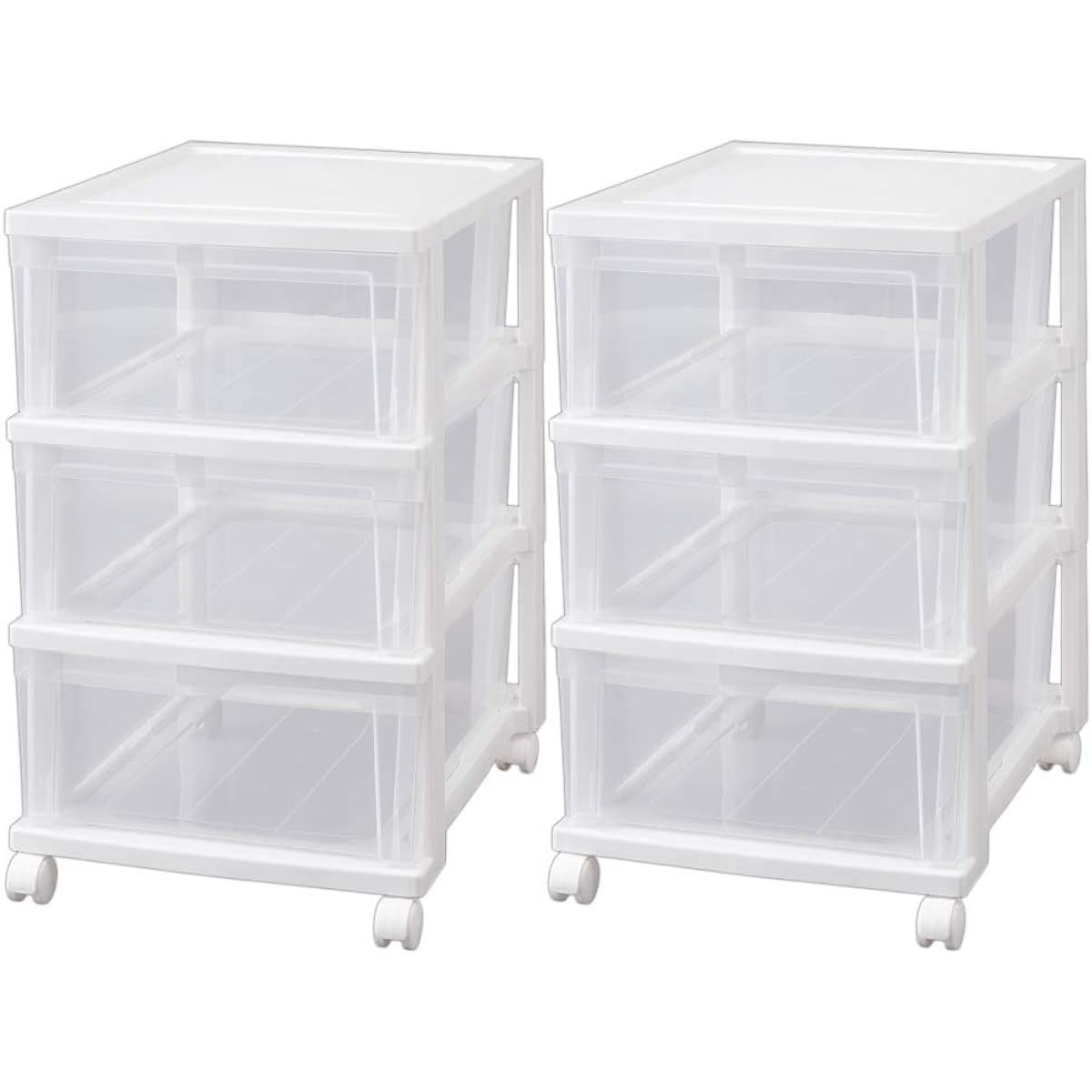 Iris Ohyama Closet Chest Set of 2 Polypropylene White/Clear Storage Case Storage Box Clothes Storage Drawer Transparent 3 Tier Closet NSCLZ-503 x 2