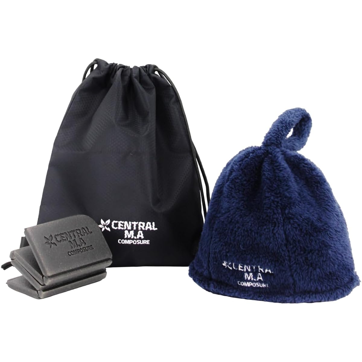 [Central M.A] Sauna Hat Mat Bag 3 Piece Set Towel Hat Cap Women's Men's Large Deep Washable Fully Washable Quick Drying One Size Fits Most
