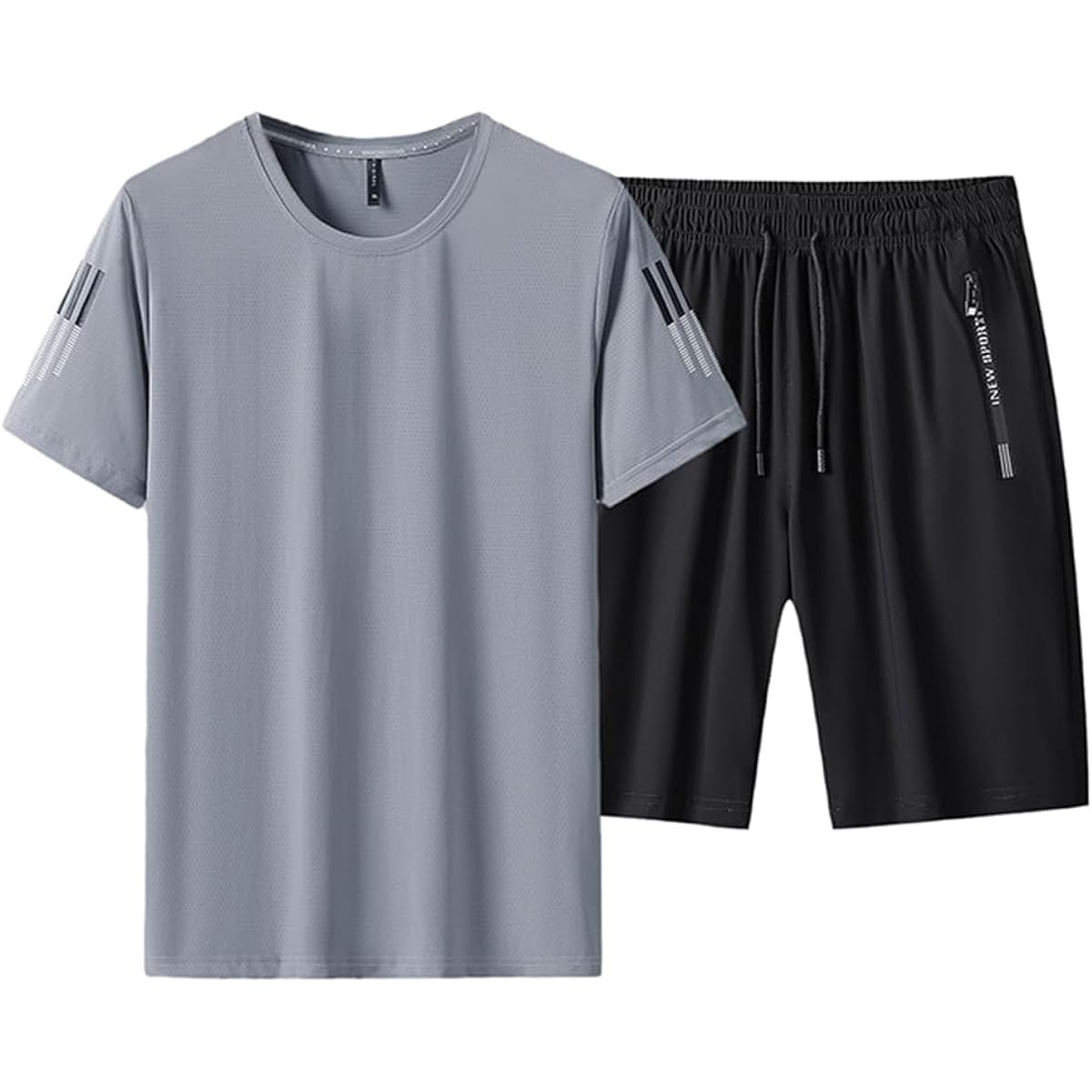 [Butrends] Men's Top and Bottom Set, Cool to the Touch, Short Sleeve Shirt, Sportswear, Shorts, Jersey, Setup, Training Wear, Running Wear, Sweat Absorbent, Quick Drying, Thin, Casual, Loose, Lightweight, Stylish, Summer Clothes