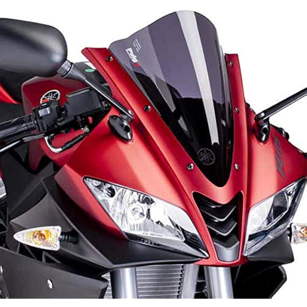 Puig 4637F RACING-SCREEN [DARK SMOKE] YAMAHA YZF-R125(08-15) Puig Screen Cowl Motorcycle Bike Parts