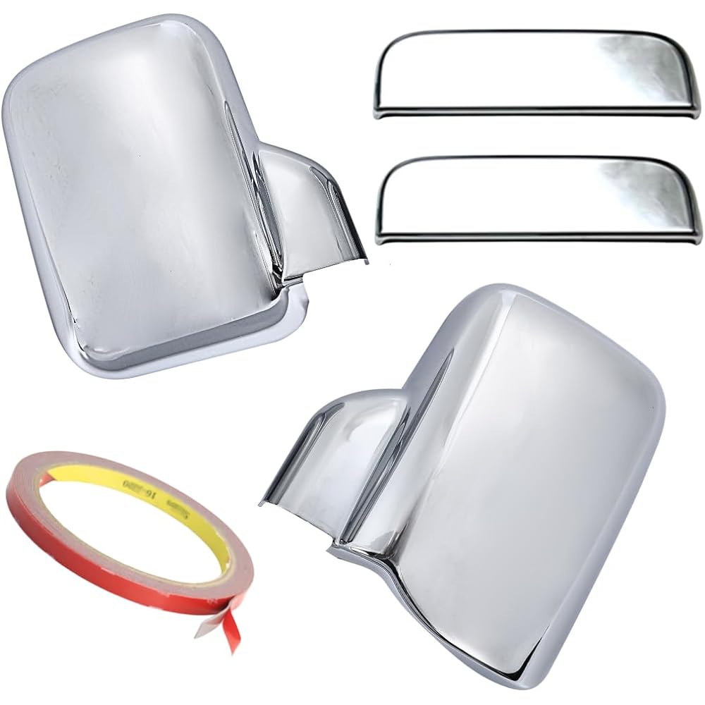 Compatible with Hijet Truck Mirror Cover Door Cover Set with Extra Double-Sided Tape Silver Side Mirror Door Handle S500P/S510P (Silver Set)
