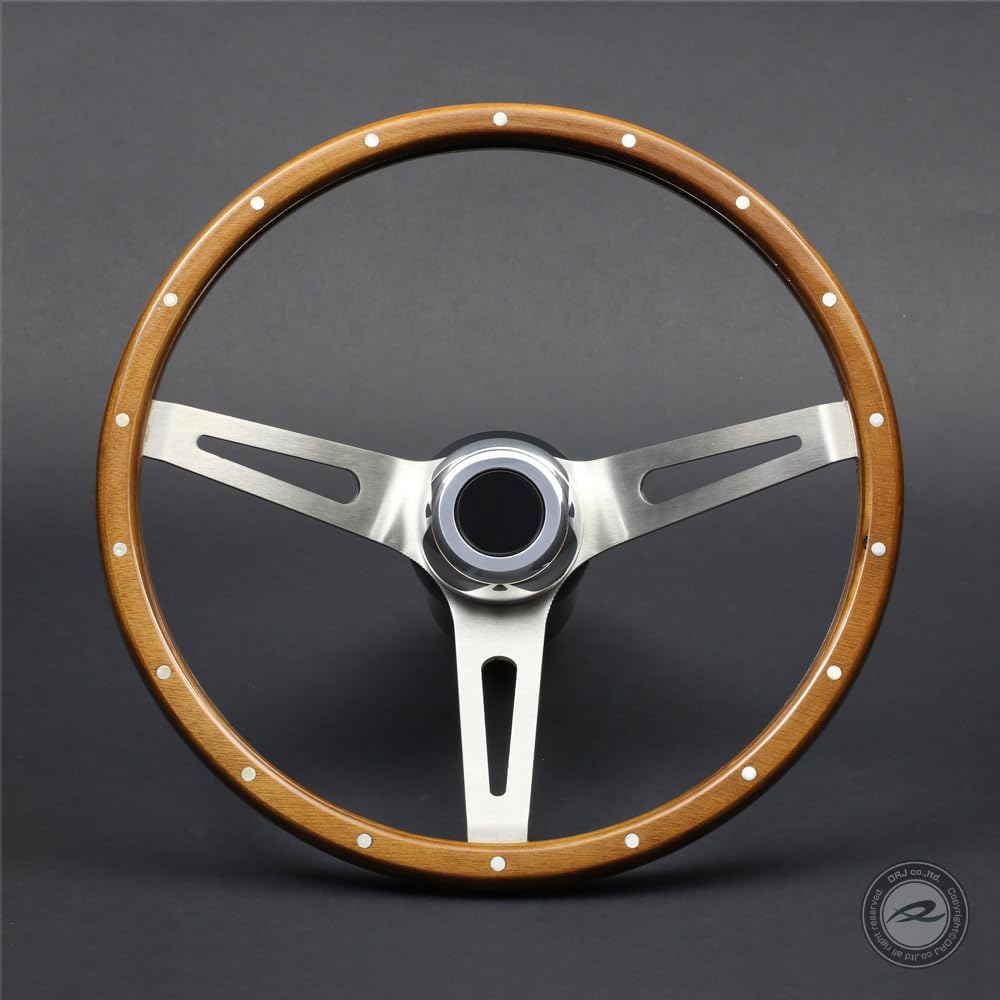 Deporacing Steering Wood Steering 35.5Φ Deep Cone Vintage Style Rivet [D355W]