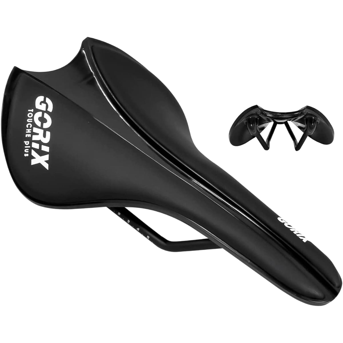 GORIX Bicycle Saddle, Ultra Lightweight, Round Shape, Wide Seat (GX-TOUCHE), Stylish, Non-slip, Waterproof PU Leather, Shock Absorption, Road Bike, Cross Bike, Cyclocross and Other Bicycles (Black)