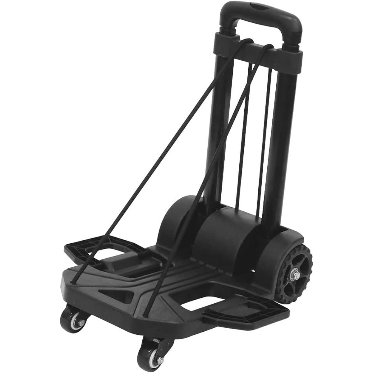 life_mart Carry Cart [Foldable, Lightweight, Load Capacity 55kg, 4 Wheels, 360°] Hand Carry Dolly with Rubber, Telescopic, Luggage Transport, Outdoor, Camping, Carrying, Carry Wagon, Rolling, Disaster, Emergency (1 piece)