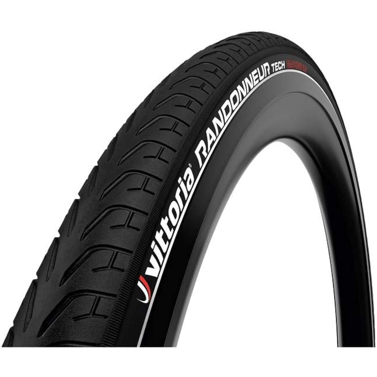 Vittoria Randonneur Tech G2.0 Clincher (With Reflector) [Randonneur Tech G2.0 (Rigid)] All Black Reflective Sidewall [Casing: Nylon 33TPI]