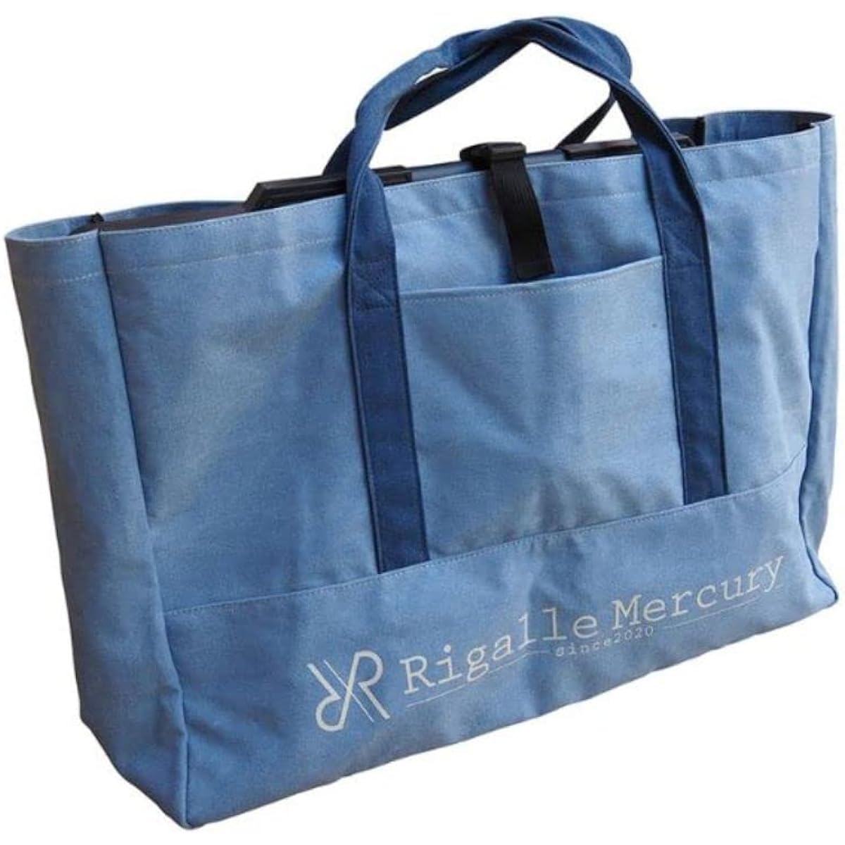 Rigalle Mercury Firewood Bag, Camping Tote Bag, Resistant to Bonfire Sparks, Large Capacity, 58cm (Width) x 20cm (Depth) x 43cm (Height) [Light Blue]