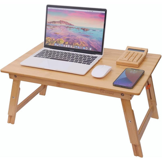 Laptop Desk Bamboo OIWAI Bed Table Low Table Foldable Height Adjustable Mini Table Computer Desk Picnic Camping Table Height Adjustable (60*40cm)