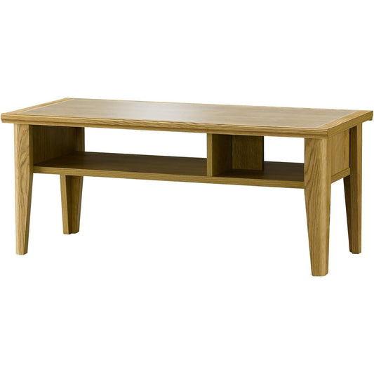 Asahi Wood Processing Living Table Grace Width 86cm Depth 39cm Height 36.2cm Natural Tempered Glass Top GRC-3585LT
