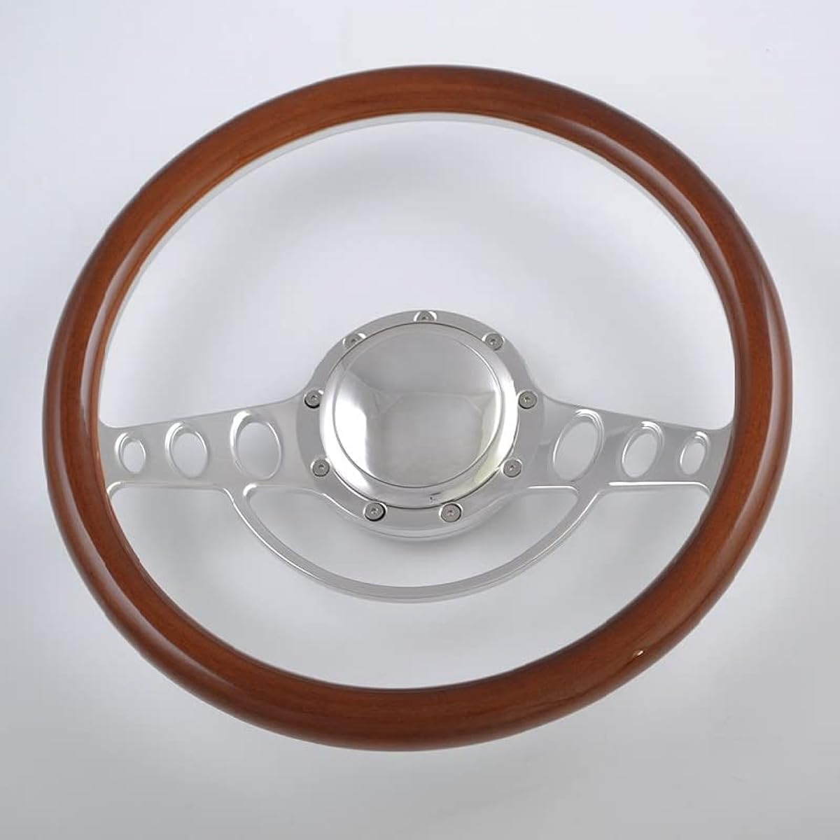 Flashpower 14 inch billet half wrap 9 bolt handle 2 inch dishes and horn buttons (walnut wood)