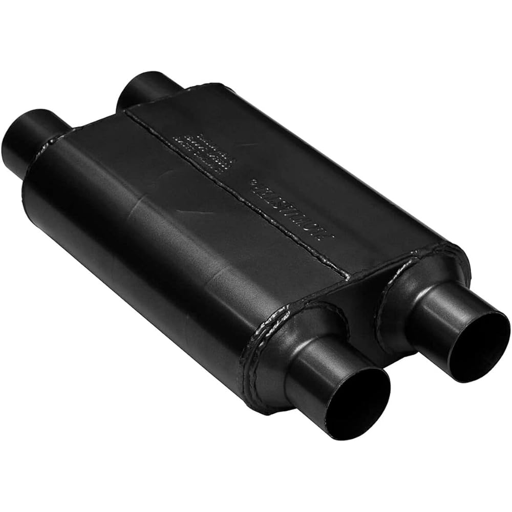 FlowMaster 40 Series Chamber Muffle Oval Black Dual 2.5 inch Inlet & Outlet Total 19 inch