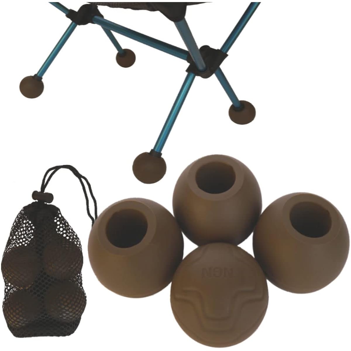 Nagano Outdoor Style Chair Leg Cover Set of 4 with Storage Bag Compatible with Helinox Chair One Chair Chair Two Tactical Chair Ball Feet etc. (Brown)