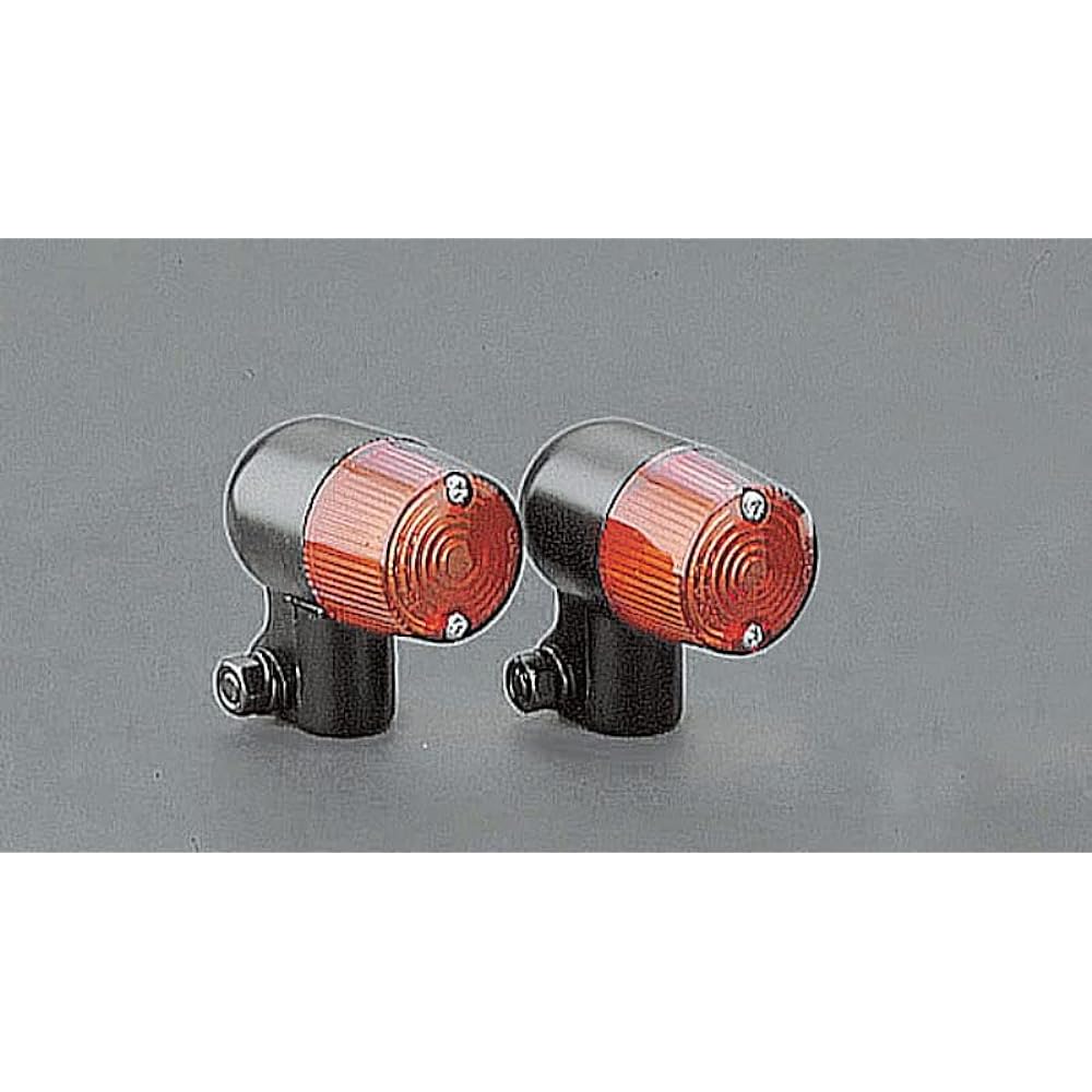 Kijima Motorcycle Motorcycle Parts Small Turn Signal Lamp #680 35φx55mm Aluminum Die Cast General Purpose Black/Amber 2 Pieces 219-5075