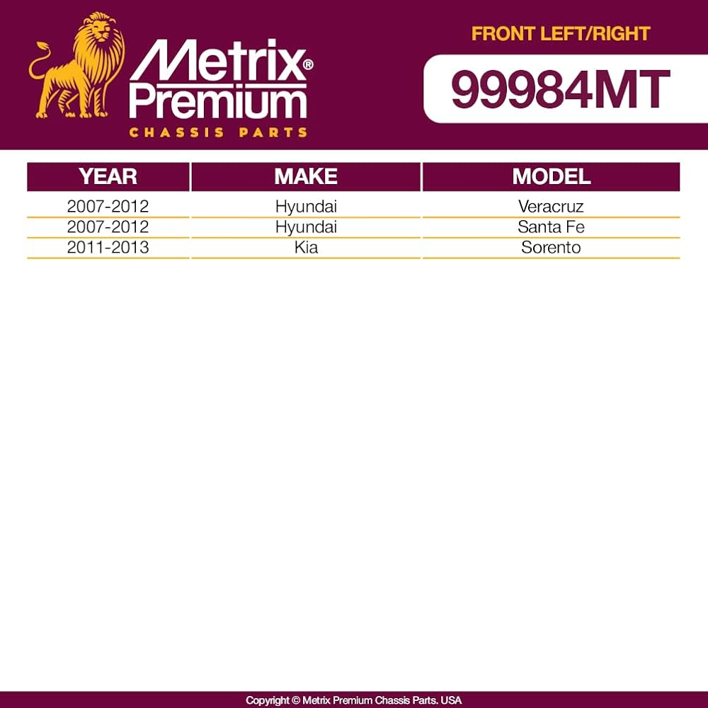 METRIX Premium Front left and right Stabilizer Bar Rink K750204 & K750205 2007-2012 Hyundai Bellacles 2007-2012 Hyundai Santa Fe 2011-2013 Kear Serent