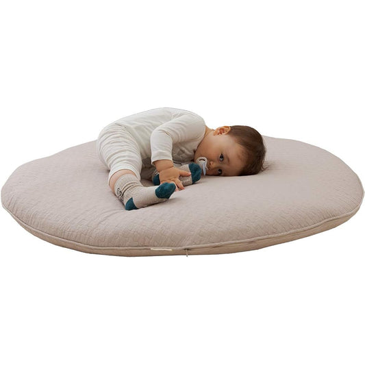 AQUA Nice Day Baby Mat Beige Diameter 100cm mofua Ible 100% Cotton CLOUD Pattern Quilt Dull Round Shape Circular Fluffy Cushion Playmat Nap Mat Washable Cover Type 36255905