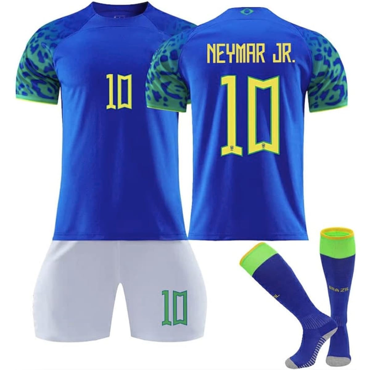 Neymar Soccer Uniform Brazil National Team Home Top and Bottom Set Uniform Number 10 Replica Soccer Uniform for Children Junior GV Original Set Product