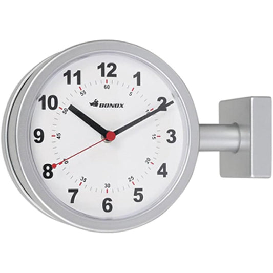 Dalton Double Face Clock Silver Small Wall Hanging Double Sided Clock Height 205mm Width 285mm Depth 90mm S624-659SV