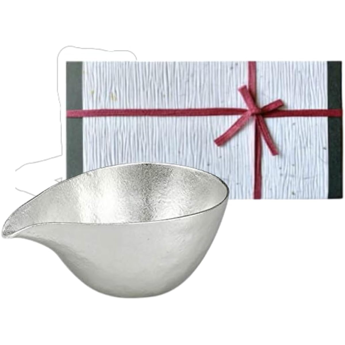 [Wrapping with Nousaku Japanese paper] Katakuchi Large Red Ribbon Nousaku Tin H6.3cm W16.2cm D9.0cm Approx. 280cc Case 100% Tin KB1