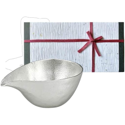 [Wrapping with Nousaku Japanese paper] Katakuchi Large Red Ribbon Nousaku Tin H6.3cm W16.2cm D9.0cm Approx. 280cc Case 100% Tin KB1