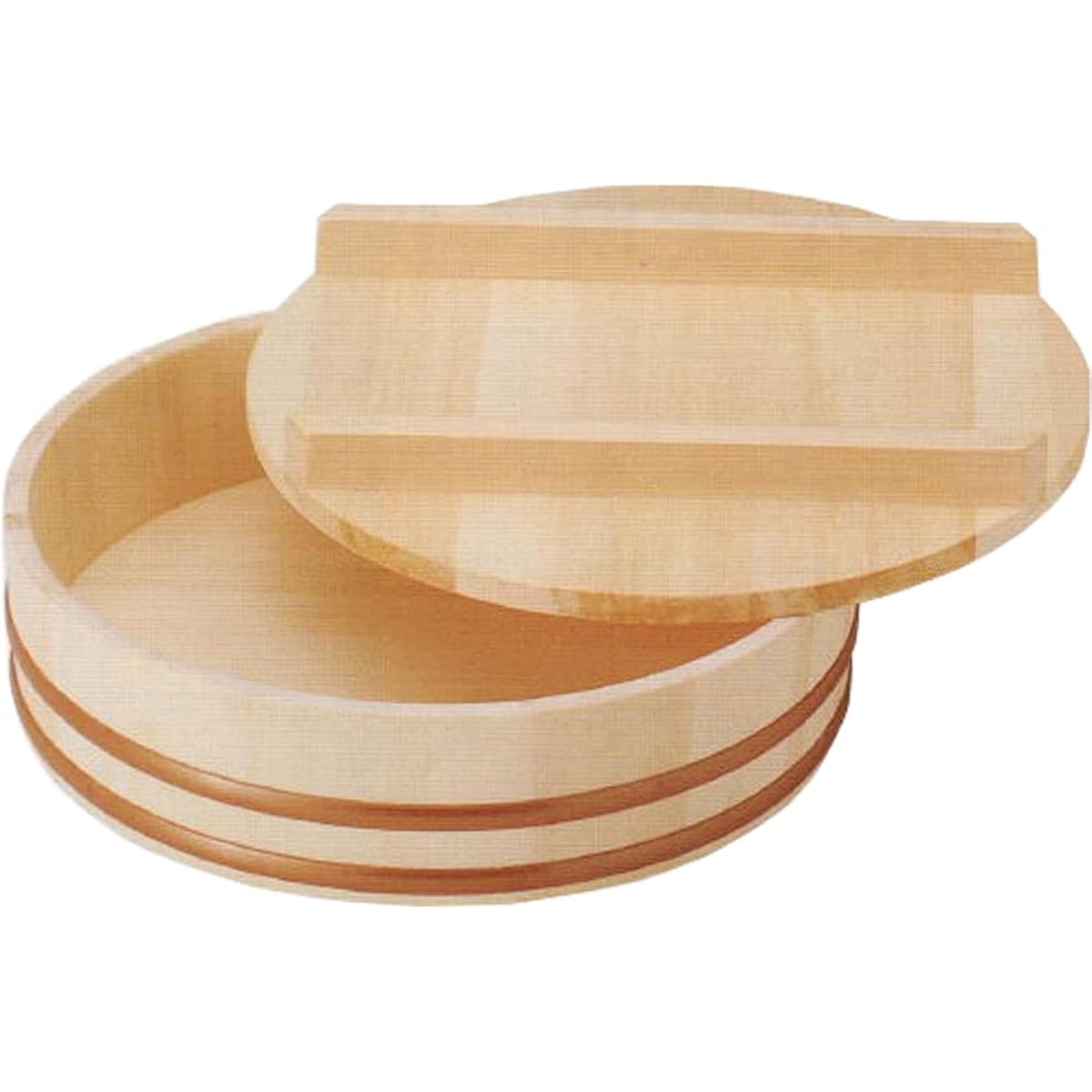 Kiso Crafts Sushi Rice Table with Lid, Made in Japan, Wooden Resin Hoop, Hoop Does Not Come Off, 36cm, 7 Cups, Brown
