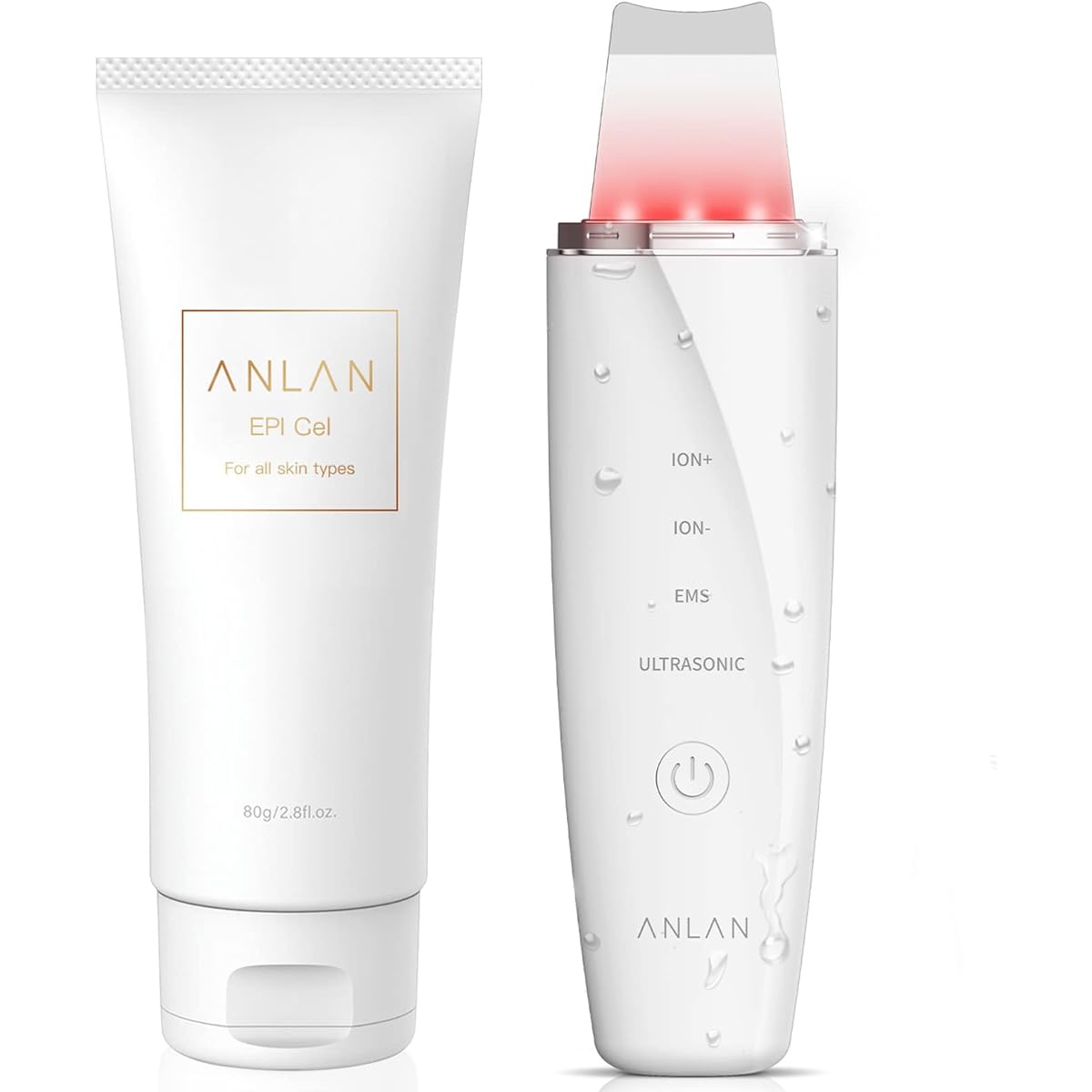 ANLAN Silent Peeling Ultrasonic Facial Equipment EMS Lift Multifunctional 8in1 Water Peeling IPX5 Waterproof Zero Peeling Ionic Vibration Nose Pore Care Skin Care Mother's Day Present Epigel Moisturizing Facial Equipment Gel Set 80g Made in Japan