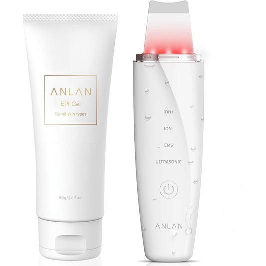 ANLAN Silent Peeling Ultrasonic Facial Equipment EMS Lift Multifunctional 8in1 Water Peeling IPX5 Waterproof Zero Peeling Ionic Vibration Nose Pore Care Skin Care Mother's Day Present Epigel Moisturizing Facial Equipment Gel Set 80g Made in Japan