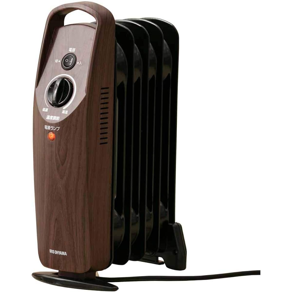 IRIS OHYAMA Heater Oil Heater 3.3 tatami Wave Type 500W Small Compact Temperature Adjustable Fall Off Function Mechanical Feet Energy Saving Heating POH-505K-MD Wood Grain Dark Brown