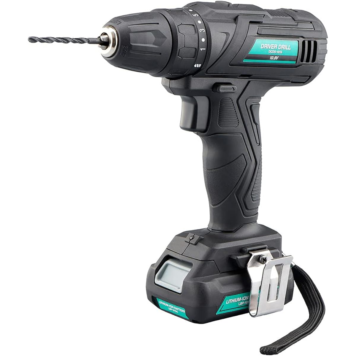 [Shinko Seisakusho] Drill Driver, Rechargeable, Continuously Variable Speed, with Brake, LED Light, Belt Hook, Strap, Driver, Electric Screwdriver, Driver Drill DCDD-1015, Black