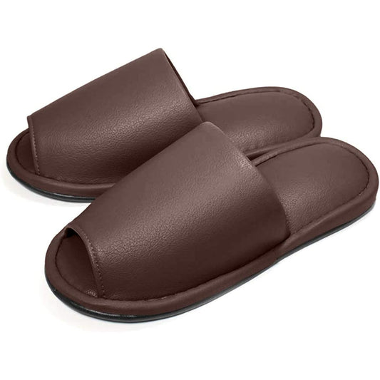 [HYBRIDWORKS] High quality leather-like slippers, antibacterial, 5-pair set, approximately 26cm, unisex, wipeable with water, for guests, for commercial use, open in front