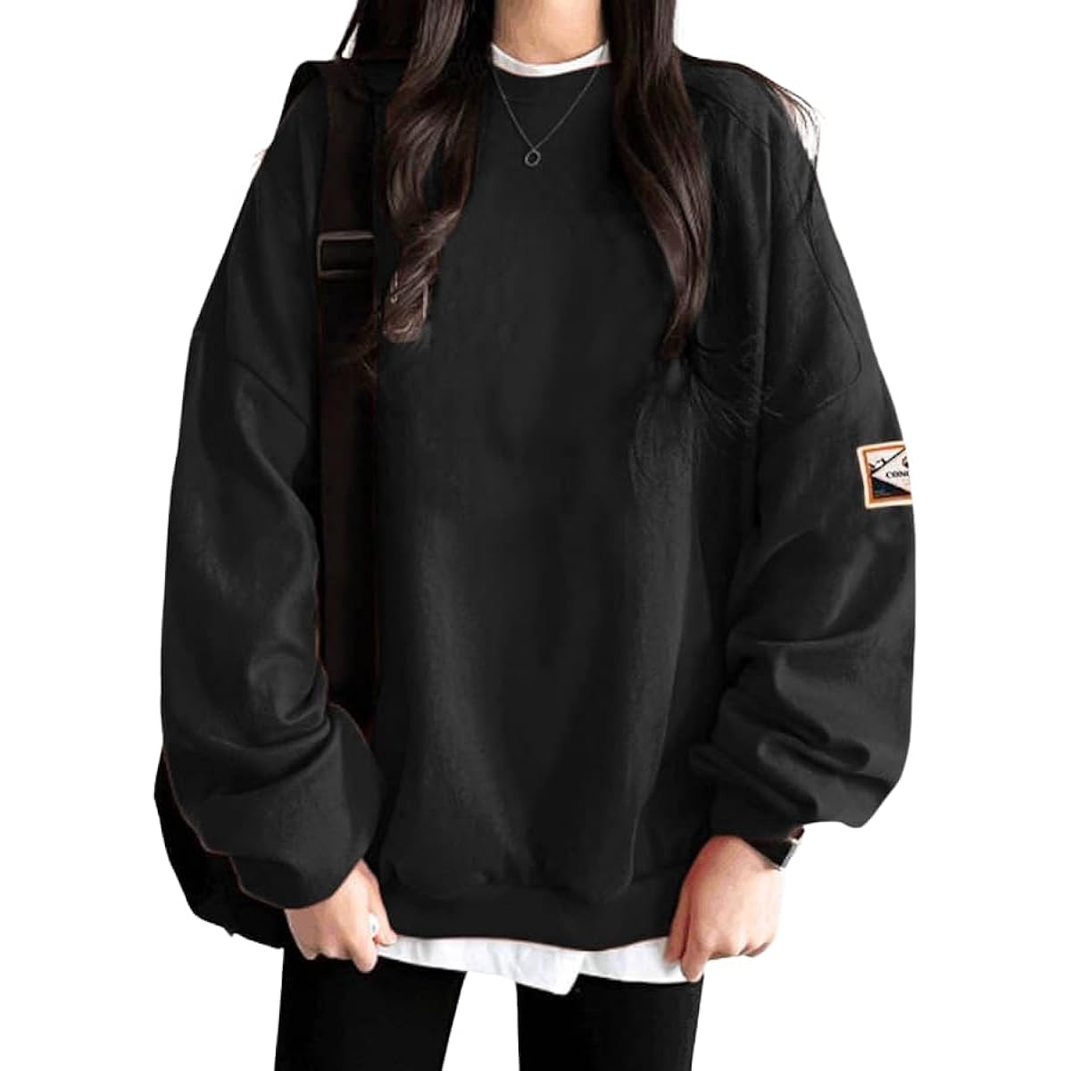 [MIRA MARIV] Made in Korea and imported directly from Korea Shoulder Patch Oversized Sweatshirt Sweatshirt Women's