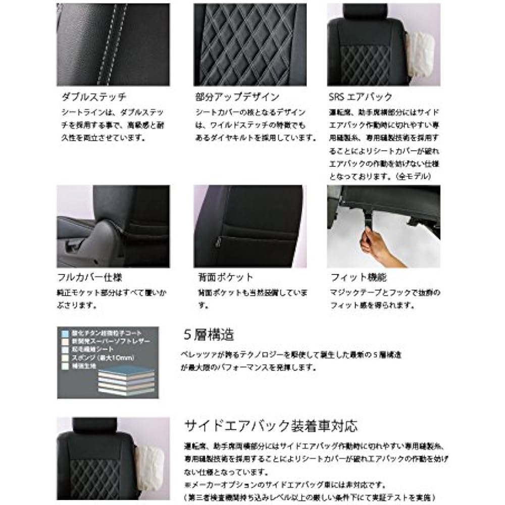 Bellezza Seat Cover Bellezza Wild Stitch [Model] JF1/2 [Year] H23/12- N-BOX/N-BOX Custom Light Beige x White BEWS023LV1