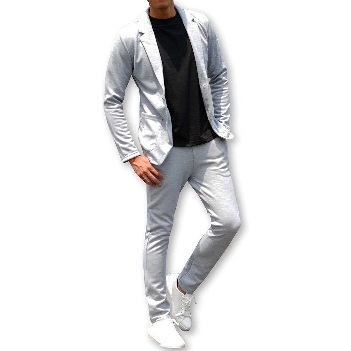 [slow&easy] Sweat Tailored Jacket Setup Stretch Material [Casual suit made of stretch material, easy to move in and has a beautiful silhouette] Recommended for telework and office casual wear