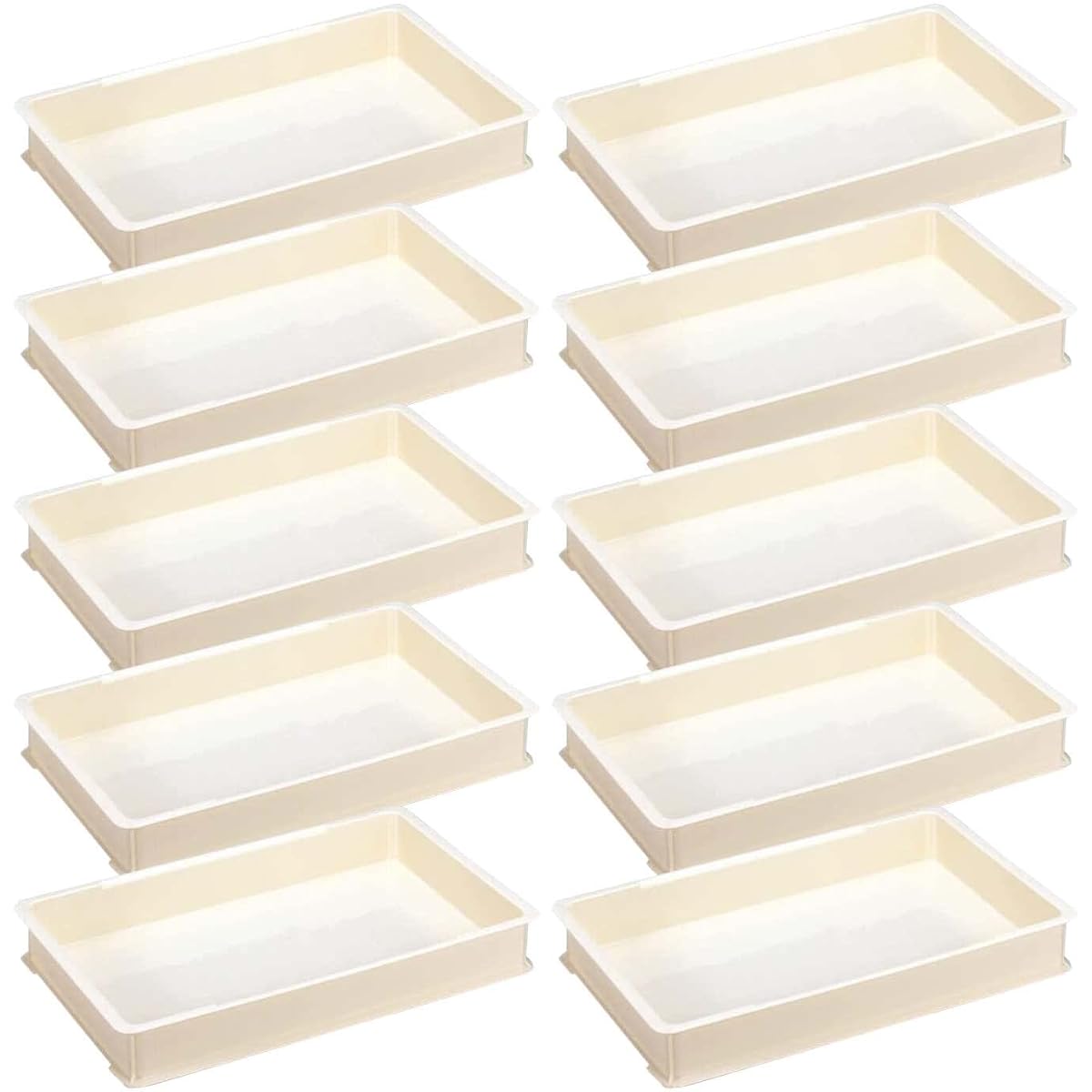 Okabe Shinkisei Dragonfly Storage Container, 10.6L, Small, Set of 10, Width 54 x Depth 33.5 x Height 7.5cm, Ivory Food Container for Mochi, Made in Japan