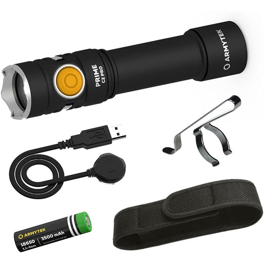 ARMYTEK PRIME C2 PRO White Light EDC Flashlight Magnetic Charging (Built-in 18650 Rechargeable Battery)