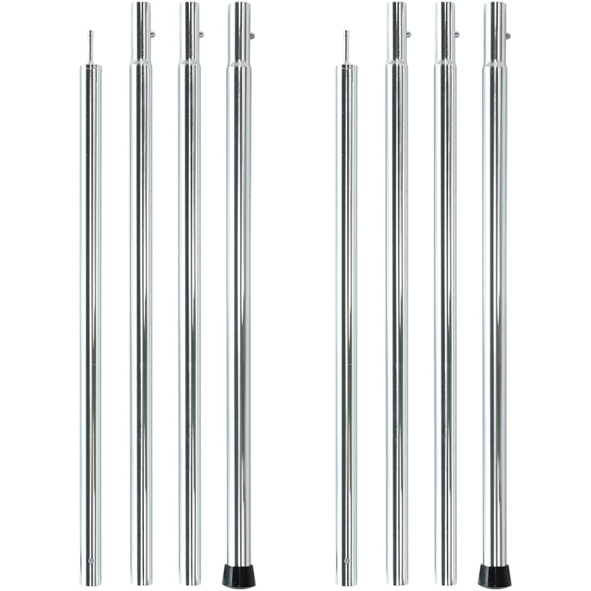 Soomloom Aluminum Pole for Setting Up Tent/Tarp, Outer Diameter 25mm, Length 2.4m, 4-section connection, 2 pieces, Assembly push button type, A6061 aluminum, Lightweight/Sturdy/Compact/Durable, Adjustable length, Camping/Outdoor Gear