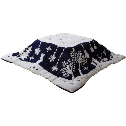 Ikehiko Kotatsu Futon Rectangle Lunetta Approx. 190 x 240cm Navy Washable Flannel #6814619
